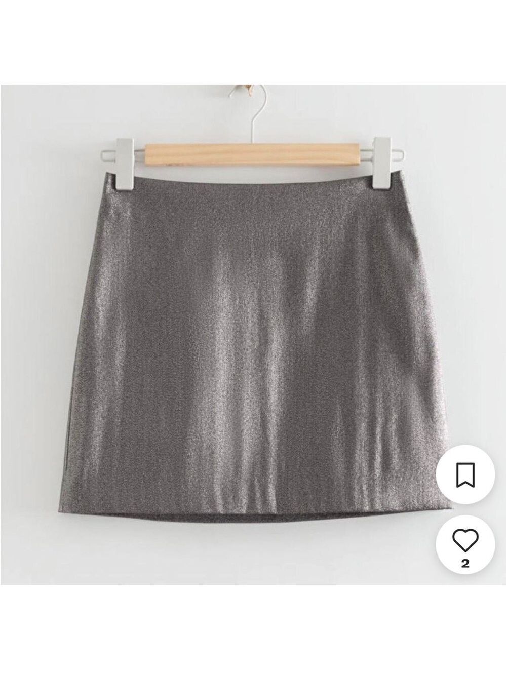 & OTHER STORIES Metallic Mini Skirt Pewter, Minimalist, Holiday party, sz EU 36 - Picture 3 of 10